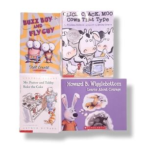 💠BUNDLE OF 4 Scholastic Books Early Reading Illustrated Stories Vintage Modern